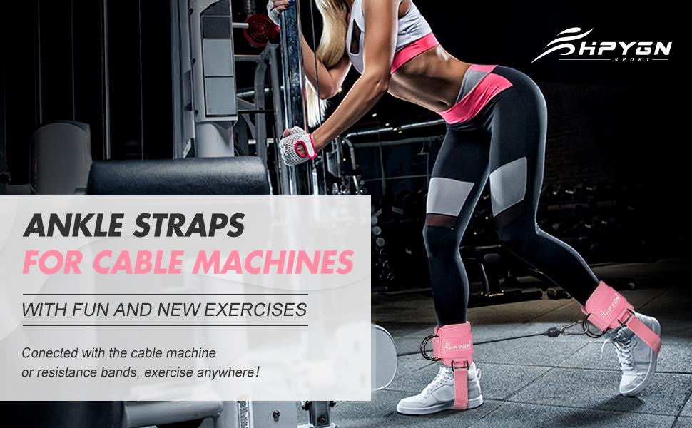 2PCS Set Premium Cable Kick Back Ankle Straps for Cable Machines Women & Men, Glute Kickback Ankle Strap for Workout, Ankle Cuff Cable Attachment Wraps weights, Tobilleras Para Mujer Gym Leg
