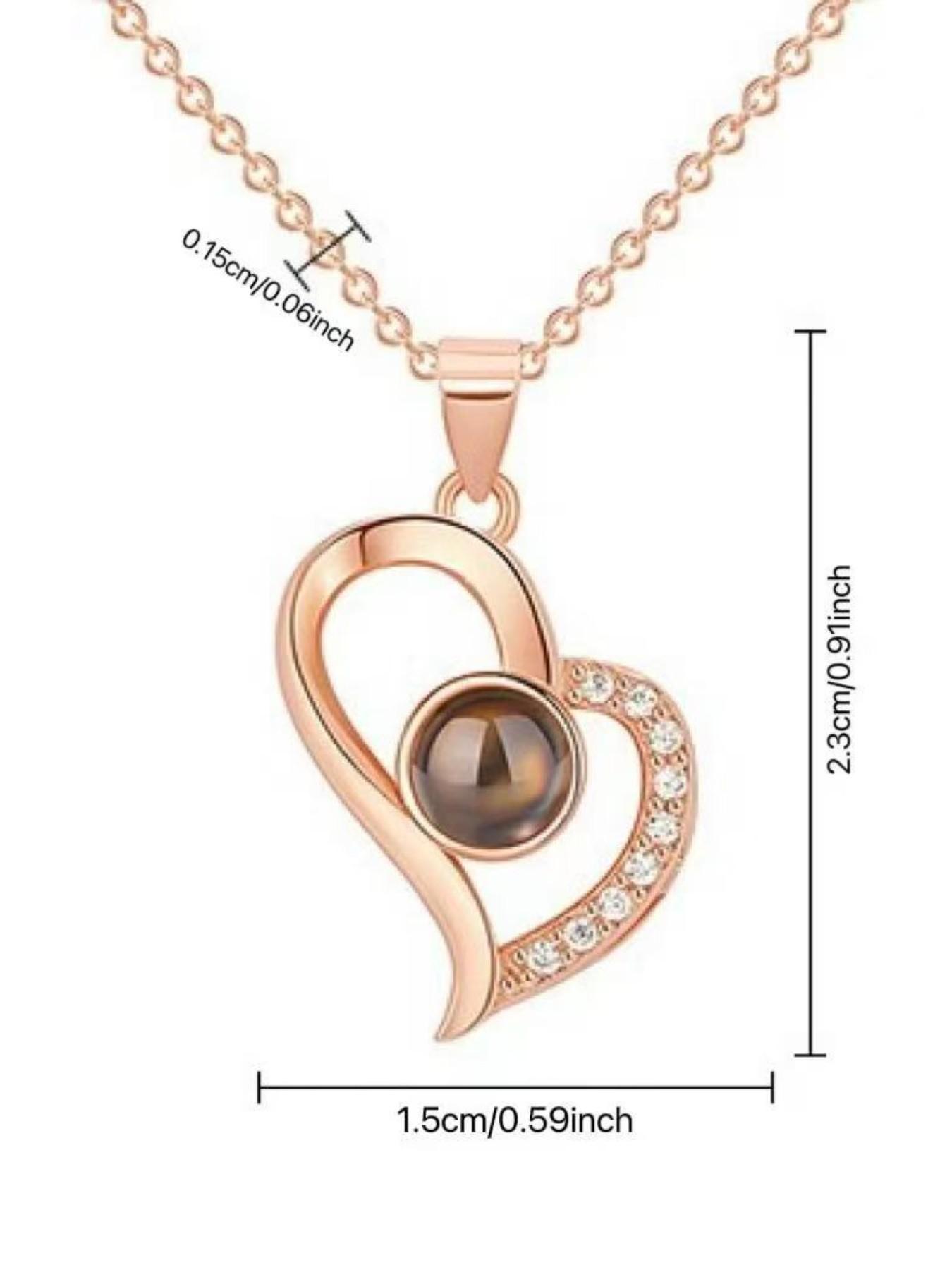 Valentine's Day Gift Set, 100 Languages Love Necklace, Heart Bear, Romantic Card, Mother's Day Present, Perfect for Girlfriend and Mom