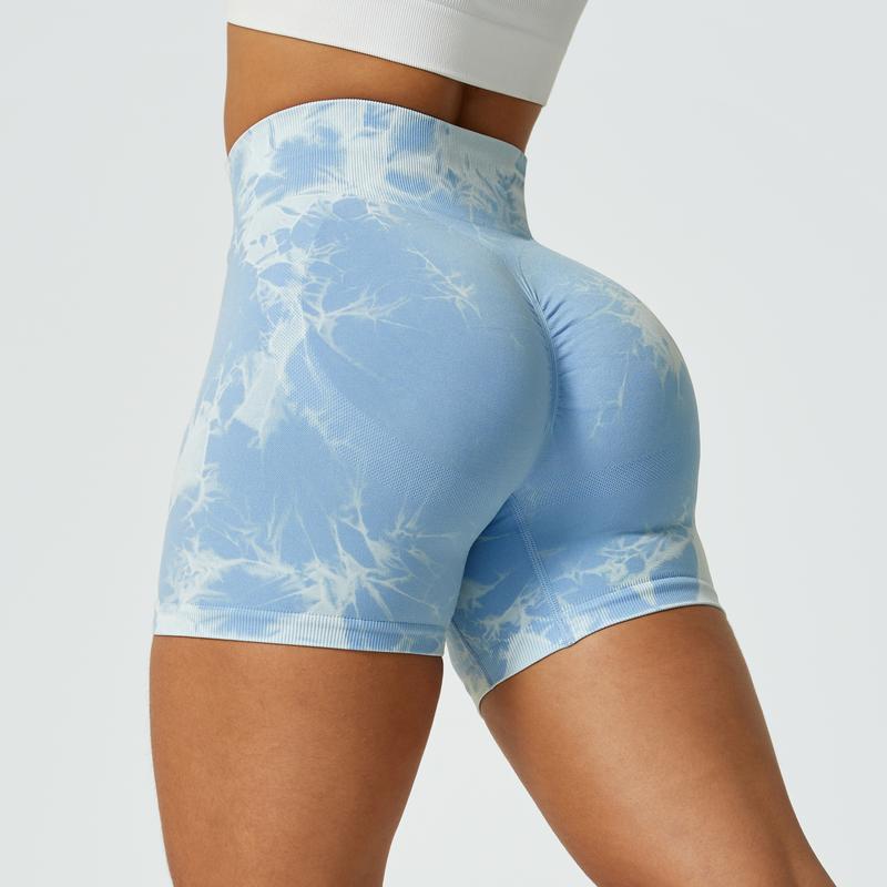 NcmRyu Women's Tie-Dye Booty-Lifting Shorts - Buttery Soft 4-Way Stretch Anti-Roll Waistband Breathable Activewear Yoga Gym Streetwear women