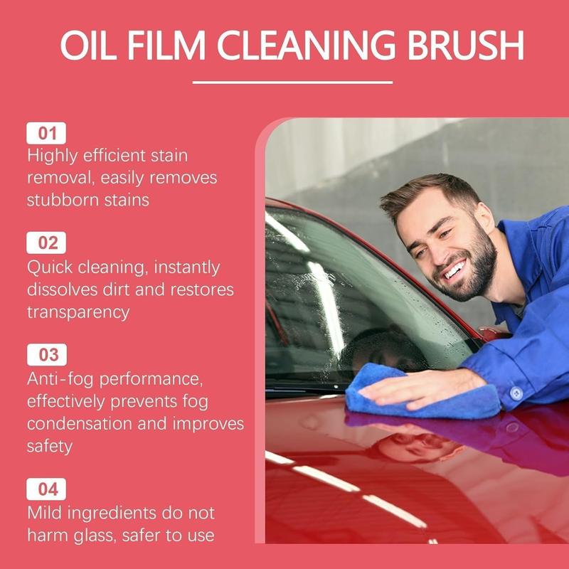 Oil Film Cleaning Brush for Car Windows Glass Cleaner with Anti-Fog Feature & Effective Oil Film Remover for Windshield & Window Cleaning