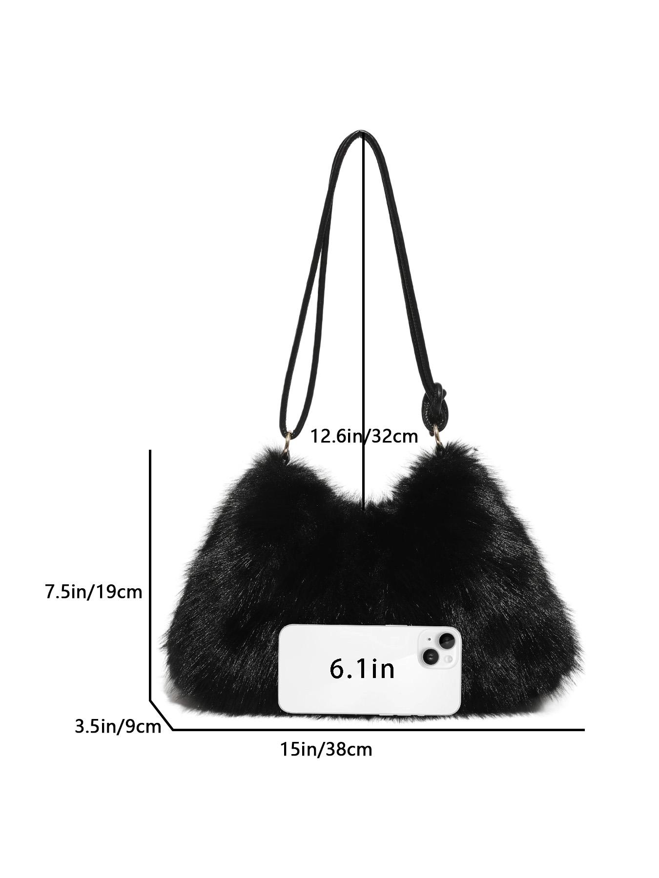1pc Women's Shoulder Bag Solid Color Clear Color Crossbody Bag Plush Fashion Versatile Leisure Simple and Elegant Suitable for Autumn and Winter Travel, Work Commute, Shopping, Dinner Women's Shoulder Bag
