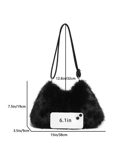 1pc Women's Shoulder Bag Solid Color Clear Color Crossbody Bag Plush Fashion Versatile Leisure Simple and Elegant Suitable for Autumn and Winter Travel, Work Commute, Shopping, Dinner Women's Shoulder Bag