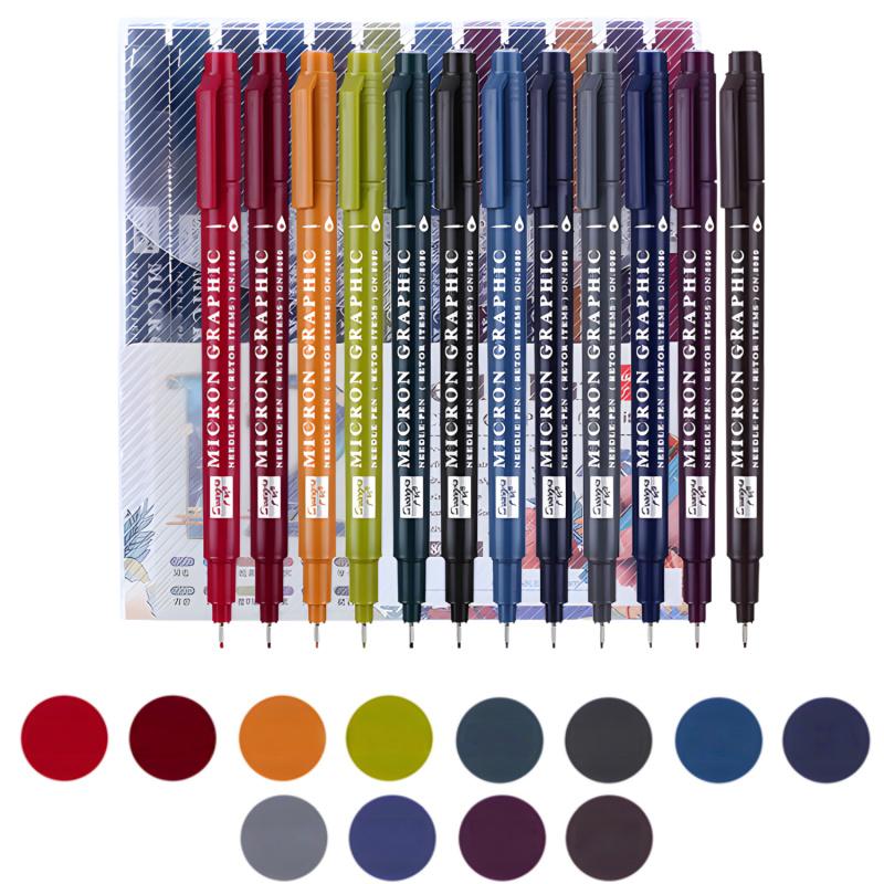 12 Colors 0.5 Micro, Fineliner Pen Set Ink, Fine Point Pen, Fine Tip Markers, Multi-liner, Sketching, Anime,Artist Illustrating/Technical Drawing,Office Documents