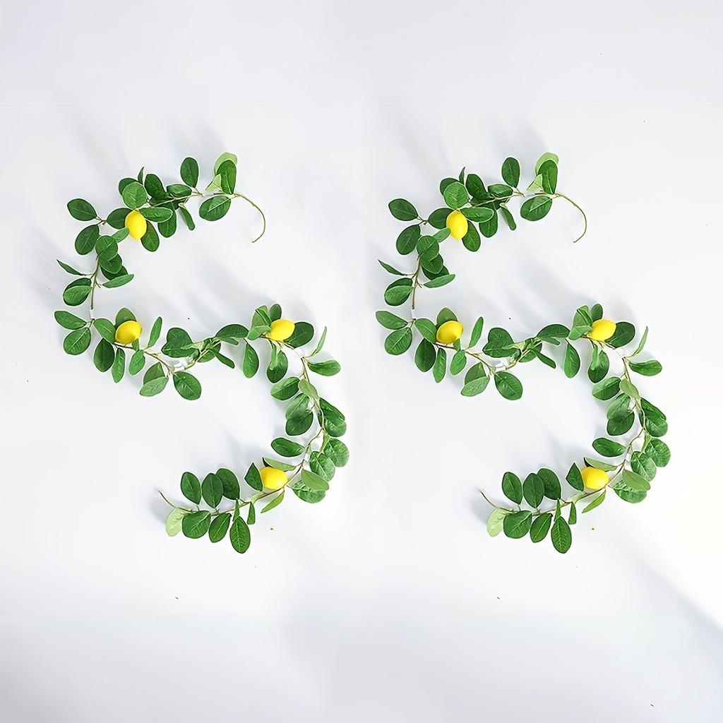 6FT Artificial Lemon Garland, Faux Lemon Vine Greenery Garland with Realistic Leaves & 3 Lemons,  Suitable for Kitchen, Wedding, Farmhouse Mantel, Party Background Decor, Maintenance-Free