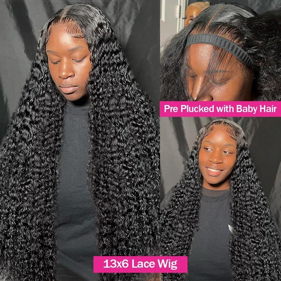 Bling Hair Transparent 13x4 Kinky Culry Lace Frontal Wig Human Hair 36 38 40 Inch Deep Wave 13x6 Hd Lace Front Wig For Women Preplucked