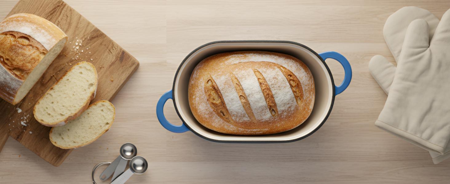 2.5qt Enameled Cast Iron Dutch Oven for Bread Baking, Oven Safe Dutch Oven Pot with Lid, Non-Stick Bread Oven Pot