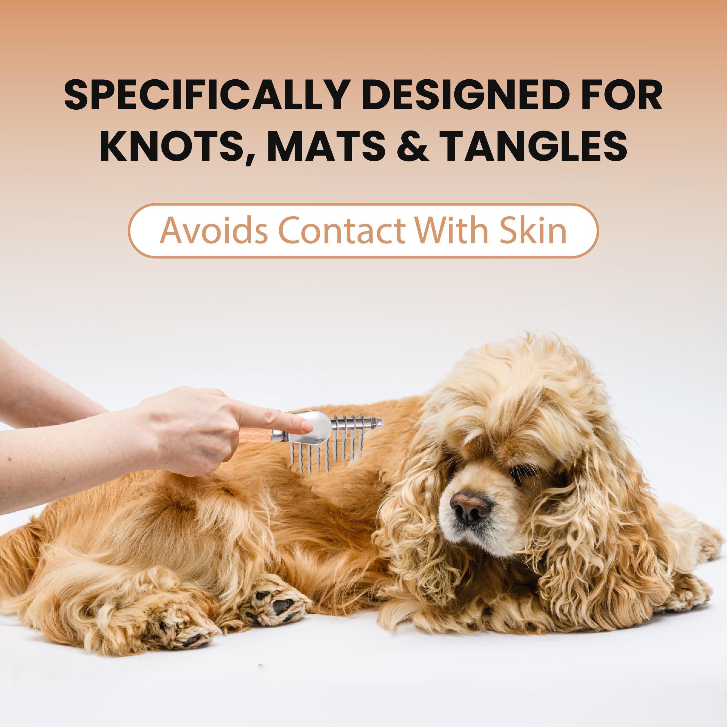 New Upgraded Pet De-Shedding Comb, Dual-Sided Inner Fur Brush, Wooden Handle, Stainless Steel Blades, Suitable for Dogs and Cats