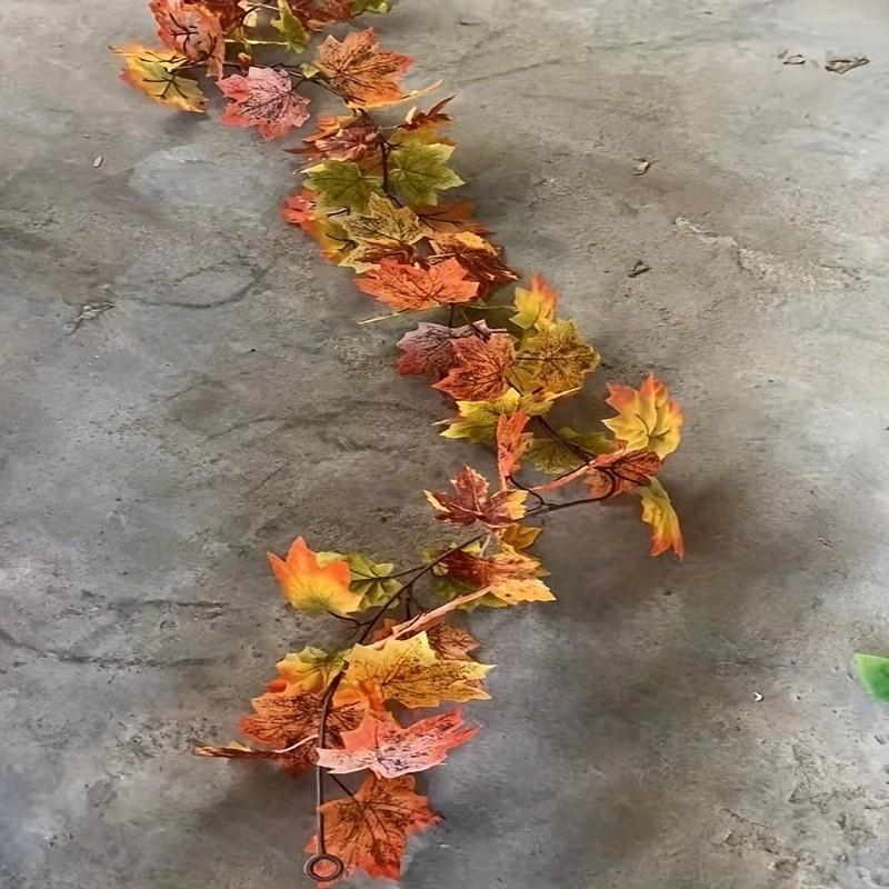 4pcs Artificial Maple Leaf Vines, Realistic Fall Colors, Durable Plastic Hanging Decor, Perfect for Thanksgiving, Halloween, Weddings, Indoor/outdoor Decor