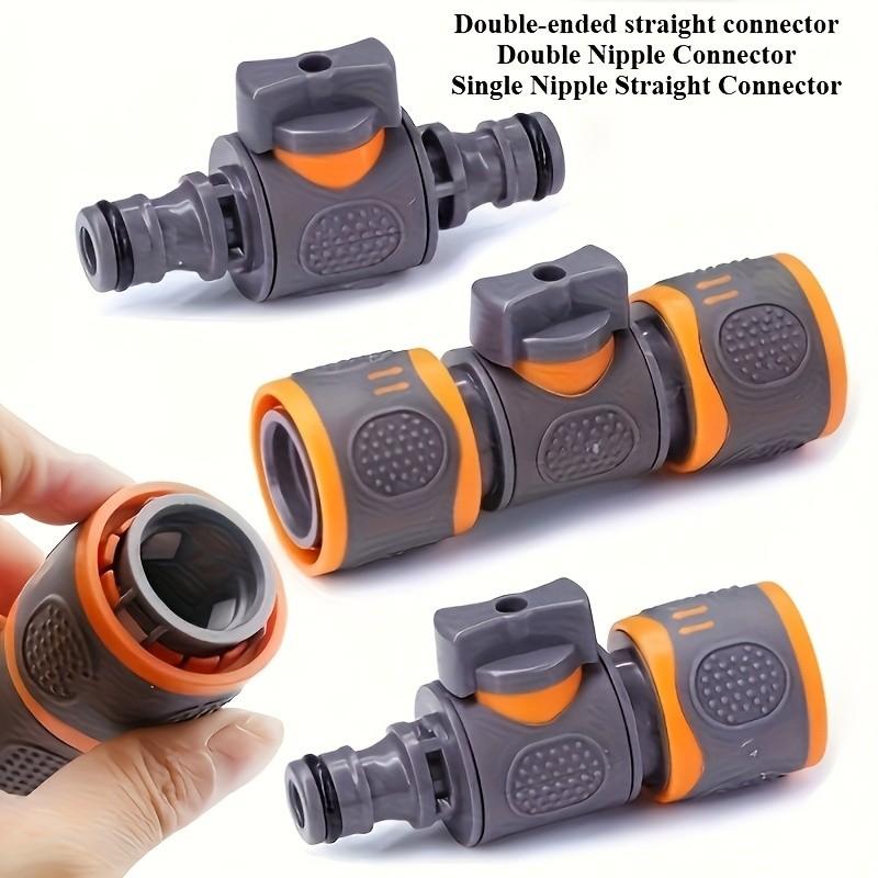 3-Piece Quick Connect Hose Adapter Set with Shut-Off Valve, Compatible with Garden Sprayer and Car Wash Gun, Universal 1/2", 3/8", 1/4", 3/4" Fittings