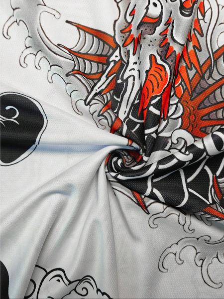 Japanese Football Jersey & Samurai Print Round Neck Comfortable Sports Top, Stylish Jersey, Japanese Culture Design, Perfect for Fans, Workout Top