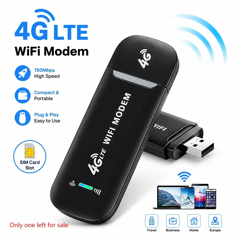 4G LTE Mobile Router Compact Design Mini Wi-Fi Hotspot Modem, 150Mbps Speed Portable WiFi Adapter, Plug and Play Portable Wifi for Travel Business Home in Europe (Requires Separate Data-Only SIM Card, Black & White)