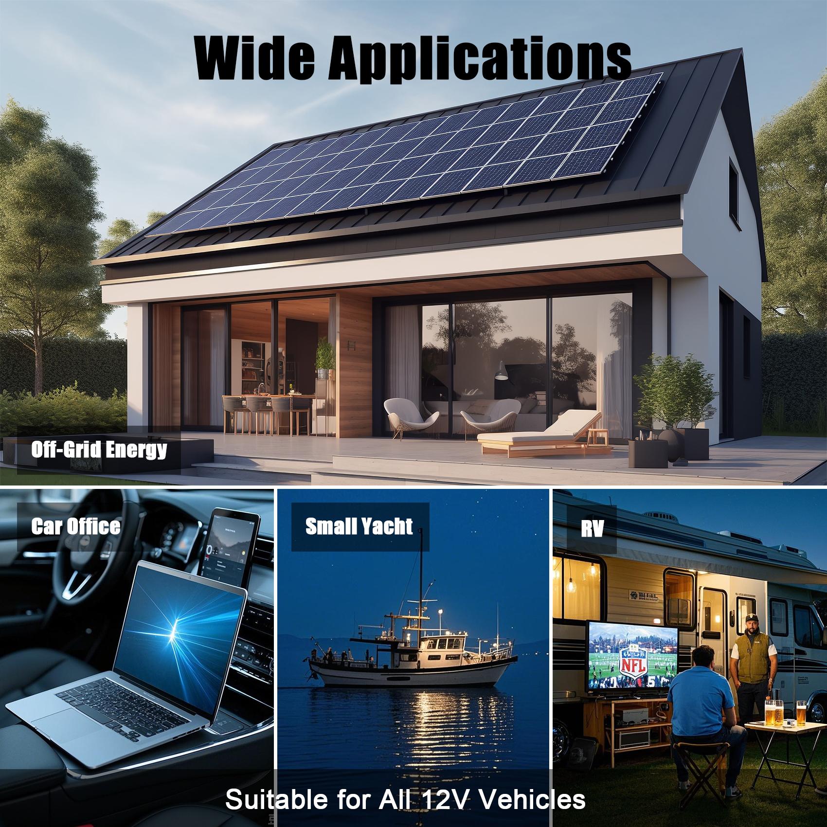 KUNLUN 1000W/1500W Peak Car Power Inverter | 12V DC to 110V AC Converter with Dual AC Outlets & USB Ports – Ideal for Boats, Off-Grid Systems, Solar Power, and Outdoor Travel Portable Socket Safety