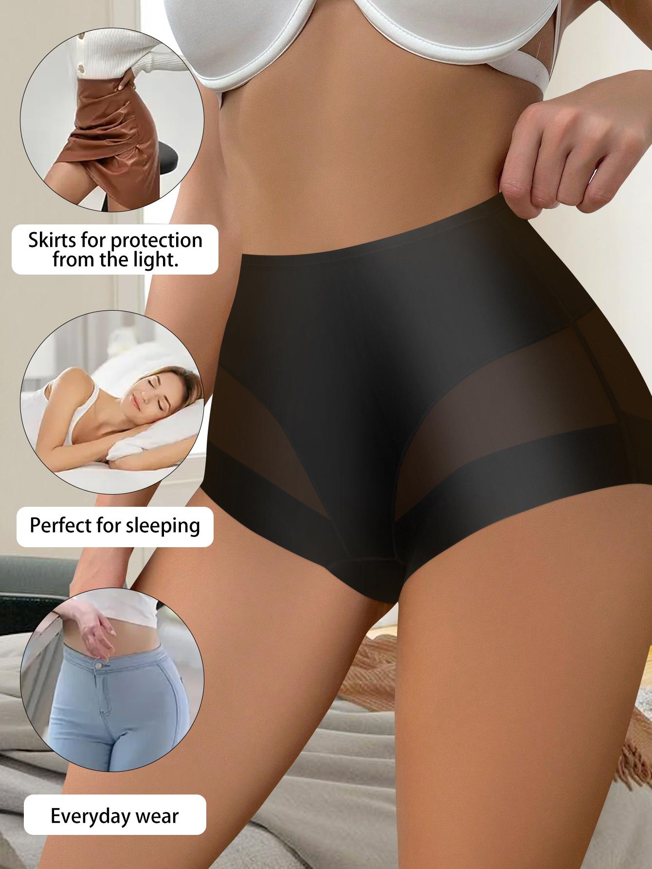 QUASTI 6 Pieces Mid-Rise Sexy Mesh Splicing Contrast Women's ,Breathable Basic Smooth Ice Silk Soft Comfortable Panties, Seamless Lightweight Hip Lifting Elastic Ladies Briefs,Fashionable and Elegant Womenswear Underwear,S-XXL SpringStatements