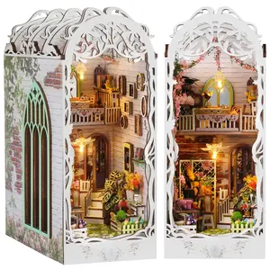 DIY Bookshelf Set, Flowerhouse Assembly Model Kit, 3D Desktop Decoration, Handmade Wooden House Craft, Birthday Gift, Halloween, Christmas