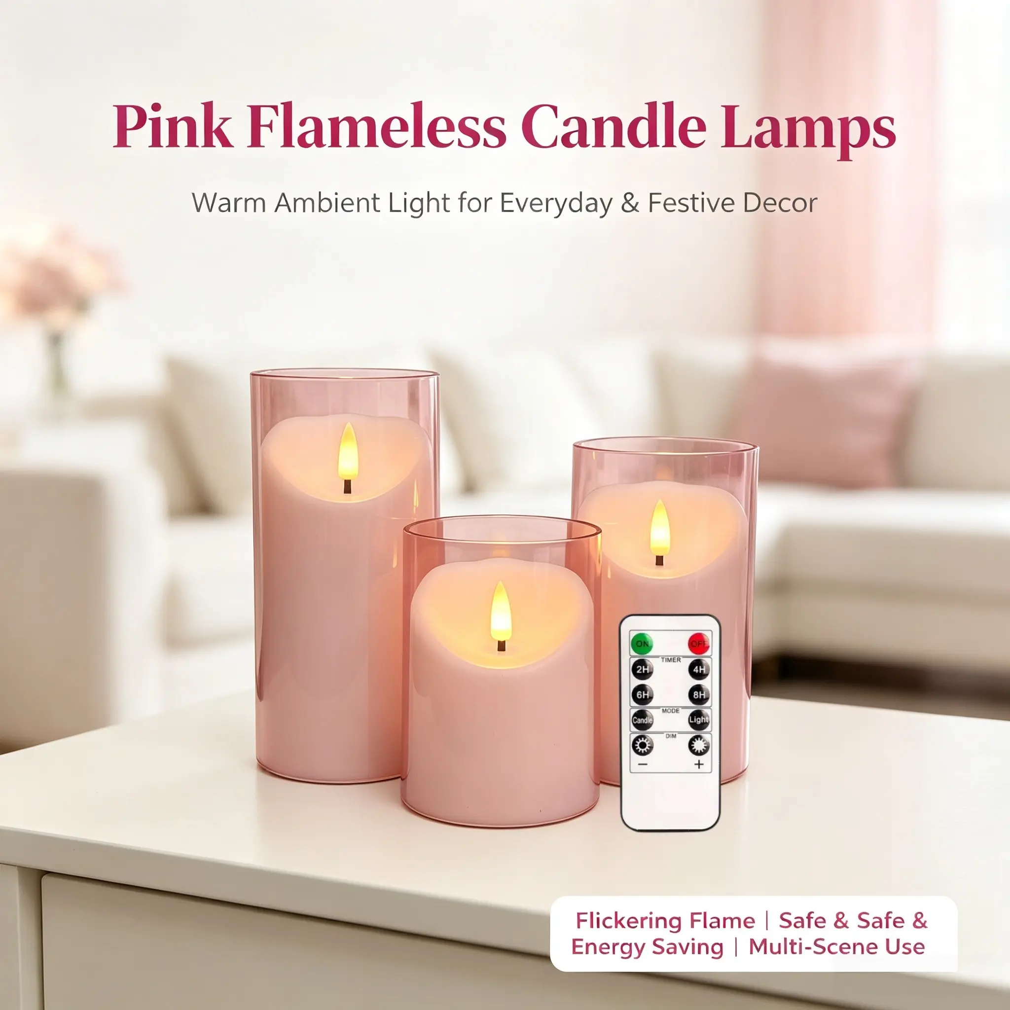 3pc Smoke-Free LED Candles, Candle Lights with Remote Control, Timer Options, Flashing Flame Effect, Ideal for Weddings, Parties, Home Decor