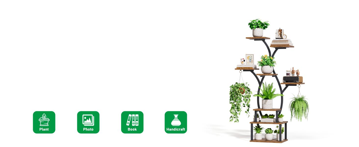 Plant Stand Indoor with Grow Light, 8 Tiered Plant Shelf Indoor for Multiple Plant, Metal Corner Plant Stand Plant Holder Flower Stand Display Rack for Patio, Garden, Balcony, Living Room