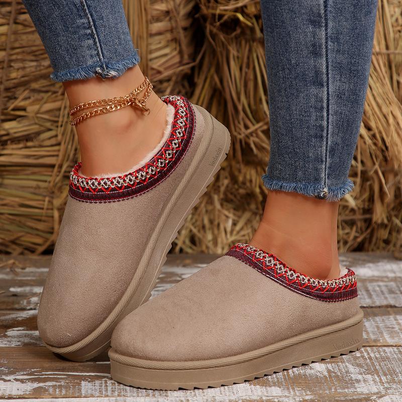 Women's Fuzzy Memory Foam Slippers Fluffy Winter House Shoes Indoor and Outdoor Anti-Slip Mini Snow Boot Short Ankle