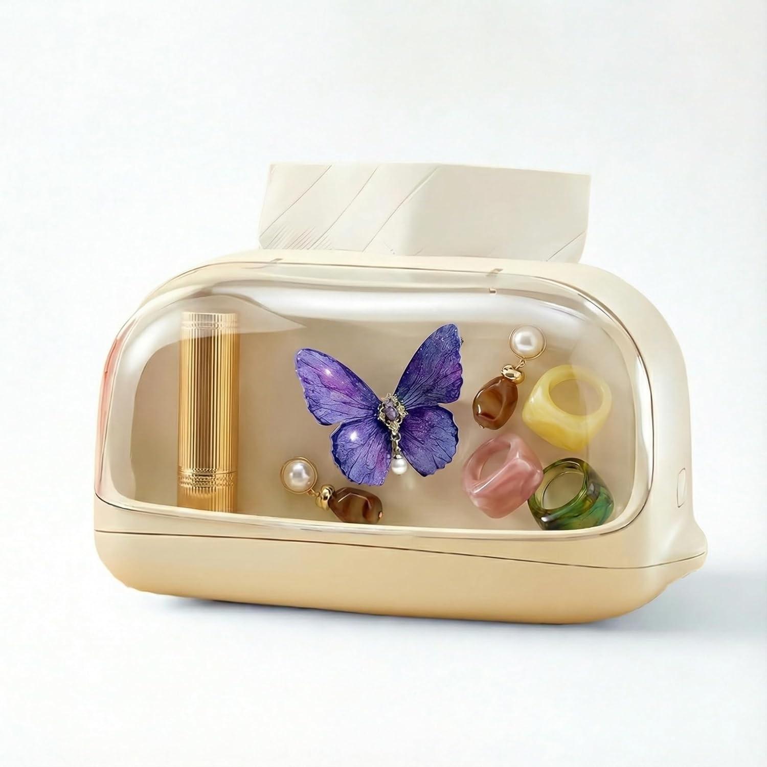 Rectangular Tissue Box with Automatic Lift Mechanism, Decorative Display Holder for Office and Living Room Use, Elegant Design for Easy Access, Paper Towel Holder