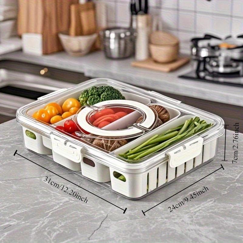 4-Compartment Food Storage Box, Food-Grade Sealed Organizer, Refrigerator Storage, Fridge Storage Container, Portable Picnic Container, Fruit Snack Spice Keeper