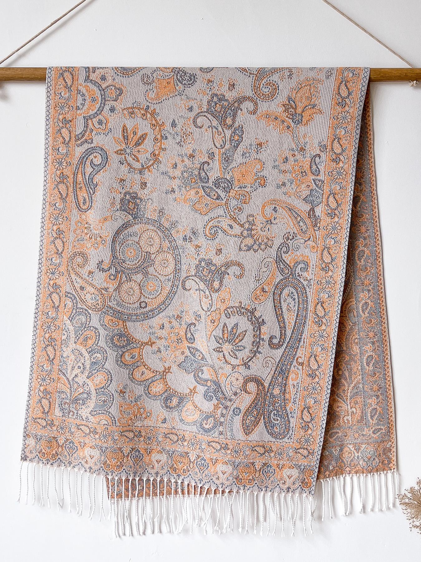 Women's Boho Style Paisley Print Scarf, Fall Winter Woven Fabric, Fitted Design, Soft Warm Accessory for Daily Wear & Modern Fashion