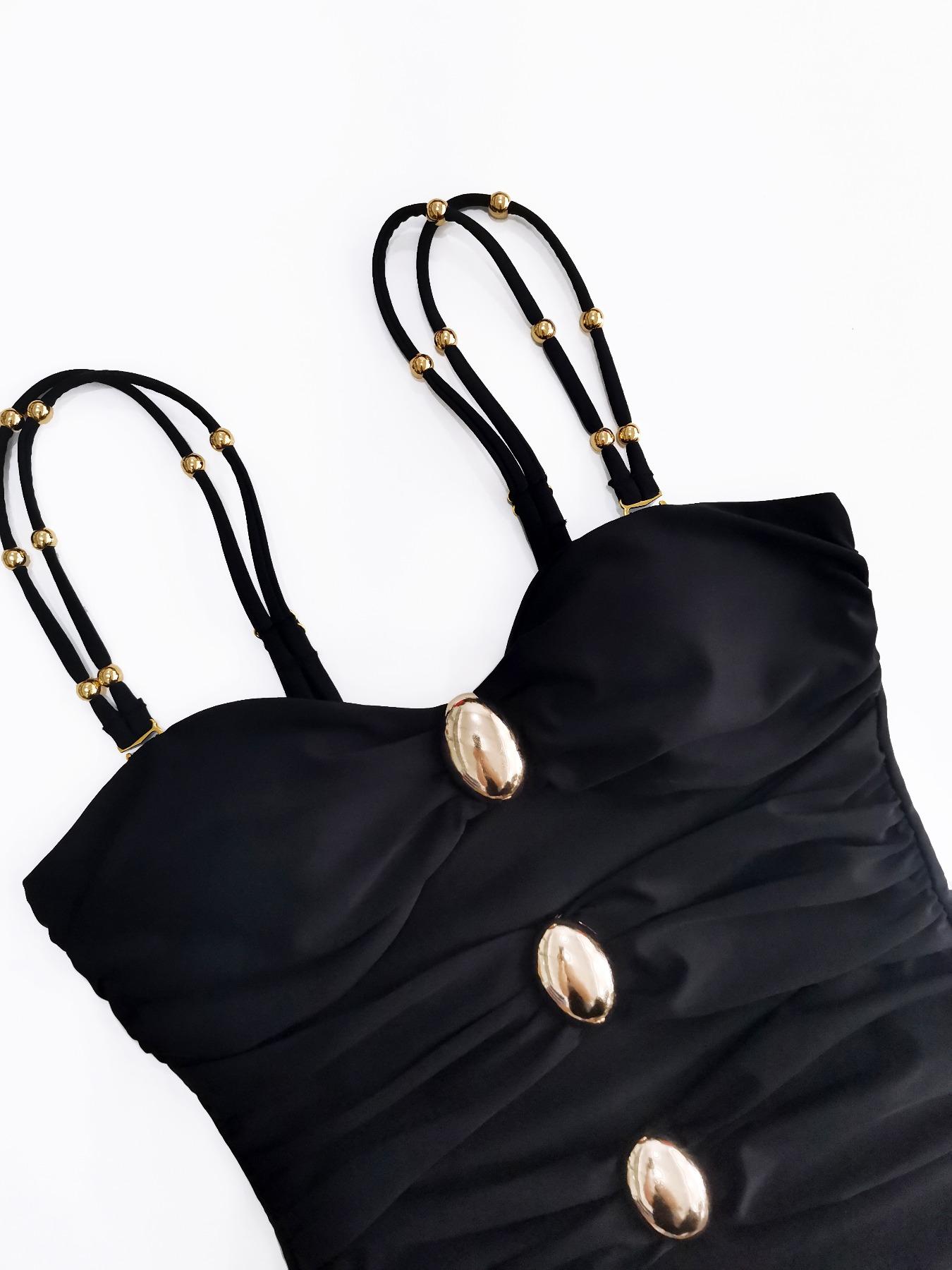 Women's Cut Out Ruched Cami One-piece Swimsuit, Solid Color Sleeveless Swimwear for Beach Holiday Vacation, Ladies Summer Clothes, Women's Swimsuits, Swim Bodysuit