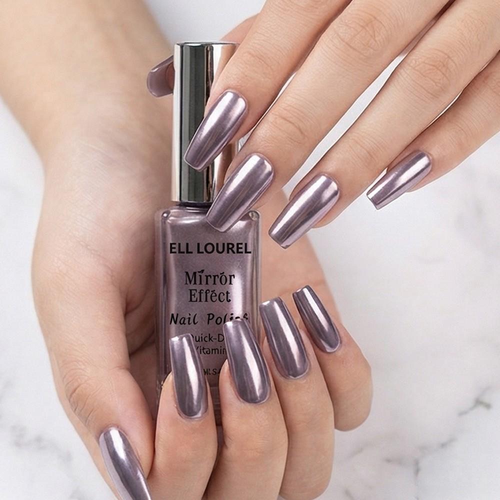 ELLE LOUREL Nails Salon Mirror Smoky Gray Nail Polish, 10ml, Compact Bottle, Portable and Easy to Carry, Quick-Dry Formula, Gentle and Non-Damaging to Nails, 1-2 Coats for Full Saturation, Long-Lasting and Scratch-Resistant, Premium Feel