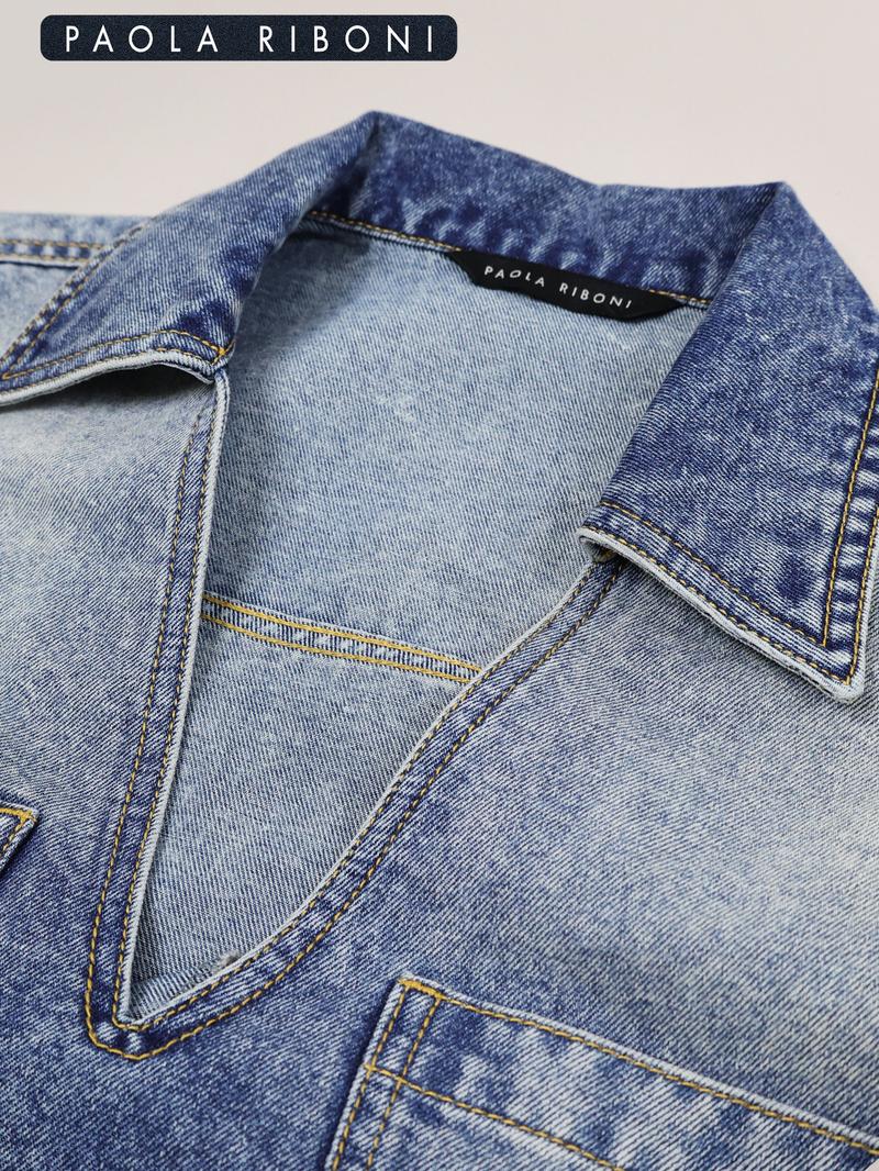 Women's  Ombre Print Denim Dress, Casual Fashion  Short Dress for Summer, Women's Dress for Daily Wear