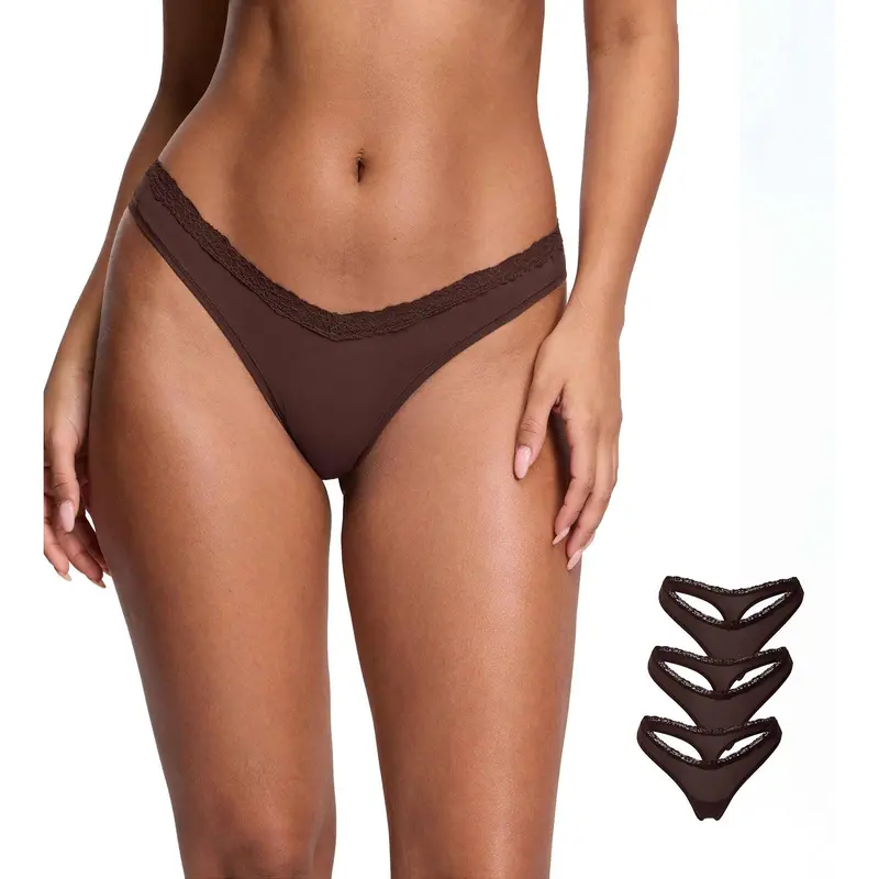 Women's Lace Thongs Seamless Underwear 3 Pack
