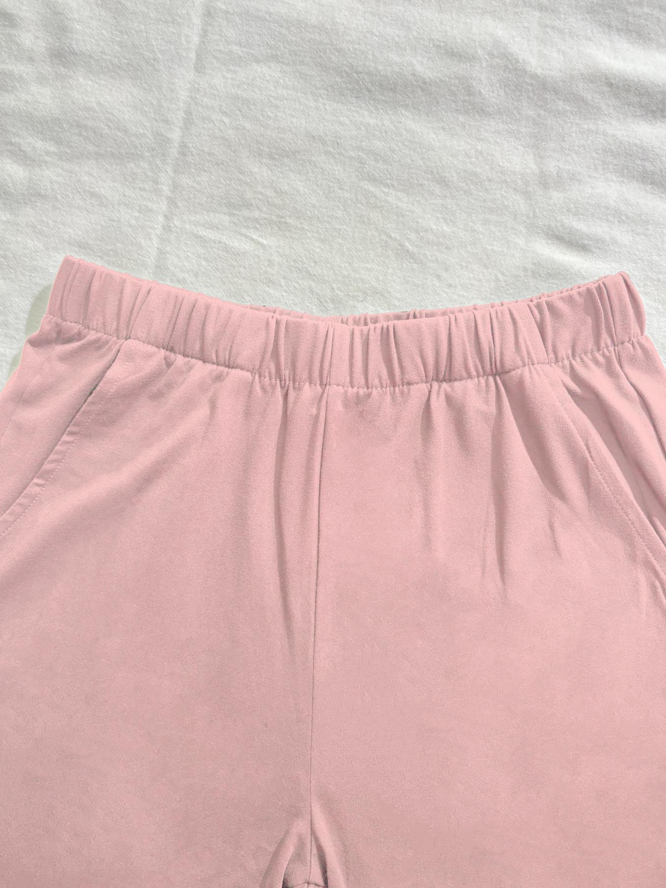 Plain two-piece set, plain typical Western hot girl style casual two-piece set, typical Western hot girl style casual two-piece set, plus size loose's clothing, crew neck T-shirt short sleeve   shorts set, comfortable casual fashionable elegant