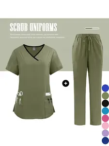 Nurse Uniform Medical Beauty SPA Uniform Dental Scrub Nursing Healthcare Scrubs Set Women Surgical Gown Top+pants Suit Wholesale
