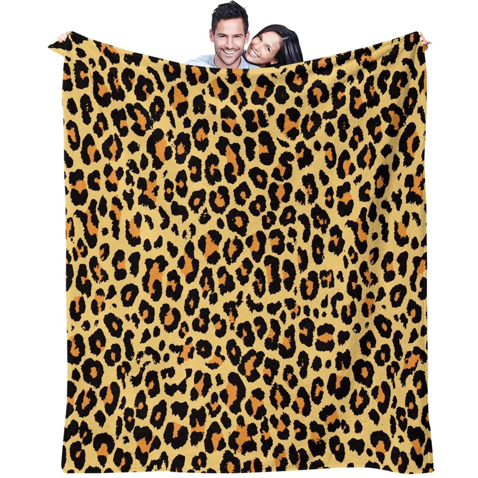 Classic Leopard Print Luxury Vintage Bohemian Throw Blanket, Soft Lightweight Multi-Use Blanket for Car, Home, Library, Office & Nap Time, Perfect Housewarming Birthday Christmas Gift
