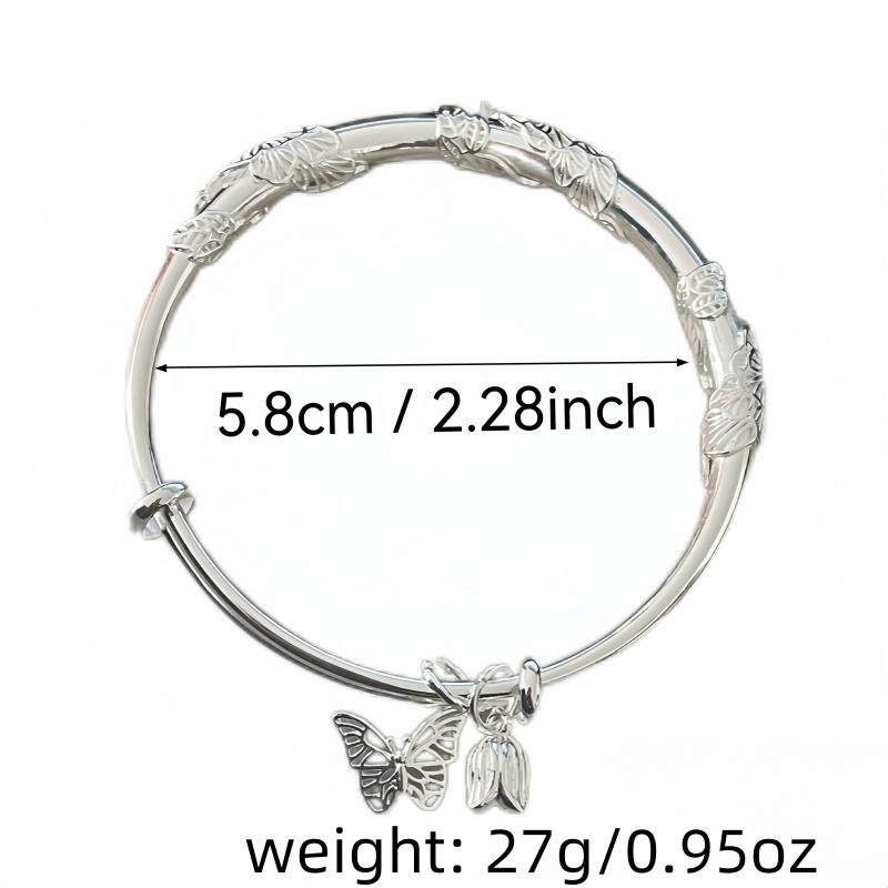 Full Silver s999 bracelet Sterling Silver bracelet Ladies push-pull bracelet can be freely adjusted size to send girlfriend birthday holiday gift Silver weight 27g / 0.95oz