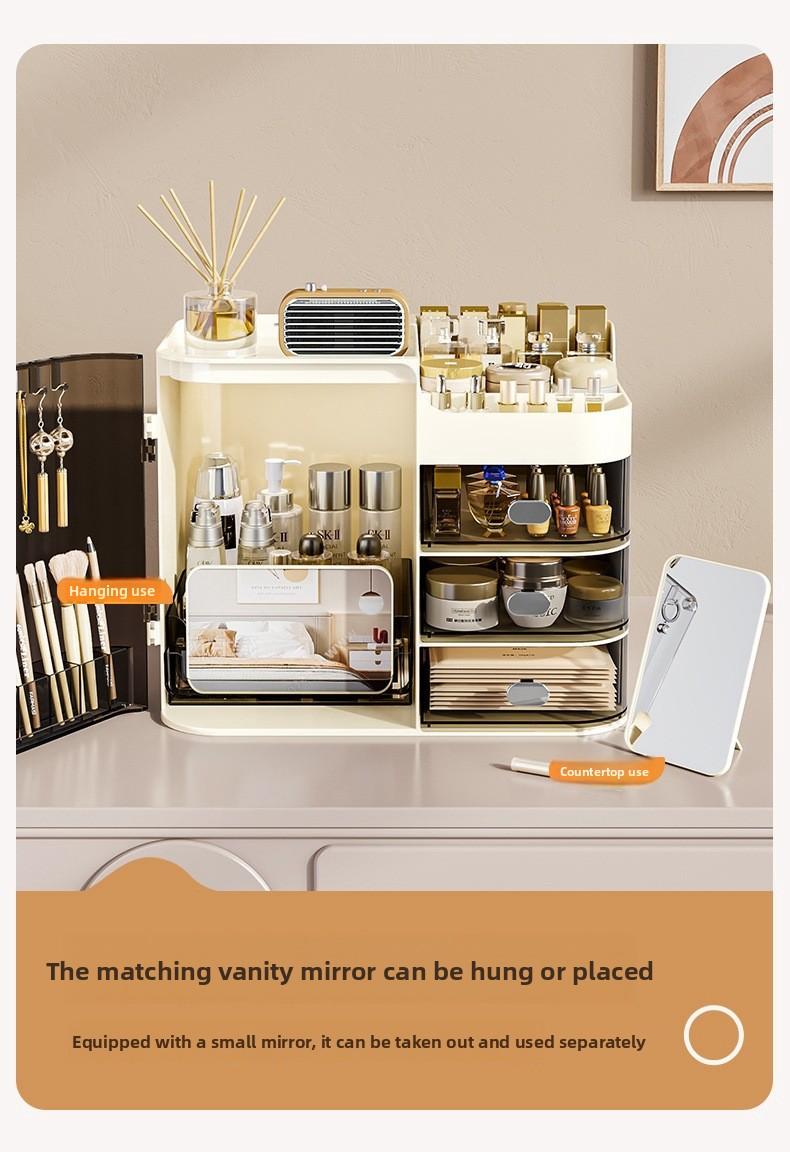 Light Luxury PP+PET Material, Cosmetic Dustproof Storage Rack, Multifunctional Transparent Lipstick and Skincare Display Rack, Large Capacity Face Mask Cosmetic Organizer Box