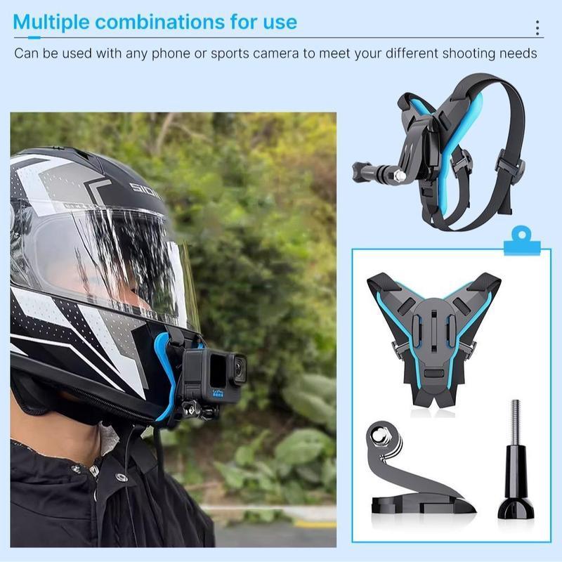 Motorcycle Helmet Chin Mount, Motorcycle Helmet Chin Bracket, Camera Holder for iPhone Samsung, GoPro Hero 9/8/7/5/4/3, Insta360Oner, AKASO, DJI Osmo