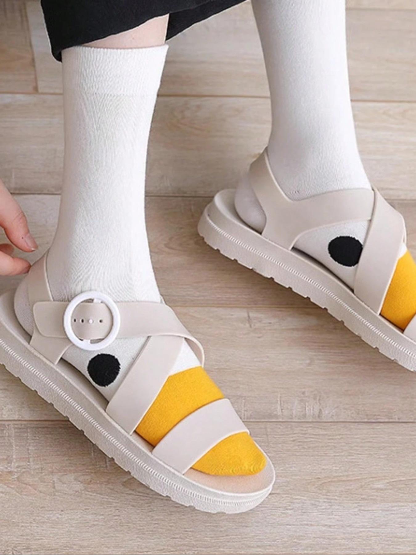 Adorable Cartoon Duck & Duckling Knee-High Socks, Soft Comfortable Socks, Unisex Spring Fall Winter Wear, Socks Set