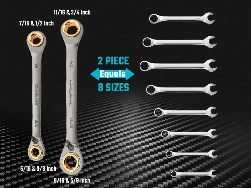 #SpringGlowUp DURATECH Anti-slip 4-in-1 Reversible Ratcheting Box Wrench Set, Double Box End, SAE, 2-Piece, 5/16, 3/8, 7/16, 1/2 & 9/16, 5/8, 11/16, 3/4-Inch, CR-V Steel, Nickel Plated, with Rolling Pouch #SpringGlowUp DURATECH Anti-slip 4-in-1 Reversible Ratcheting Box Wrench Set, Double Box End, SAE, 2-Piece, 5/16, 3/8, 7/16, 1/2 & 9/16, 5/8, 11/16, 3/4-Inch, CR-V Steel, Nickel Plated, with Rolling Pouch