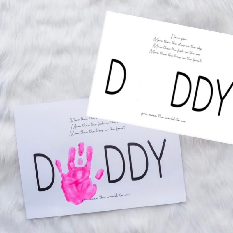 Father's Day DIY Handprint Art Set, Creative 'daddy' Letter Card, Handprint Replaces Letter A, Heartfelt Poem Included, Family Craft Gift