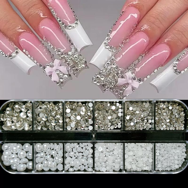 1Set 3D Gold Nail Charms Y2K, Cross Nail Charms and Gems, Gold Bow Cherry Star Charms for Nails Gems, Shine Silver Rhinestone Butterfly Charms Nail Pearls Metal Caviar Beads Accessories for Women DIY, Rhinestone Bow Decorated