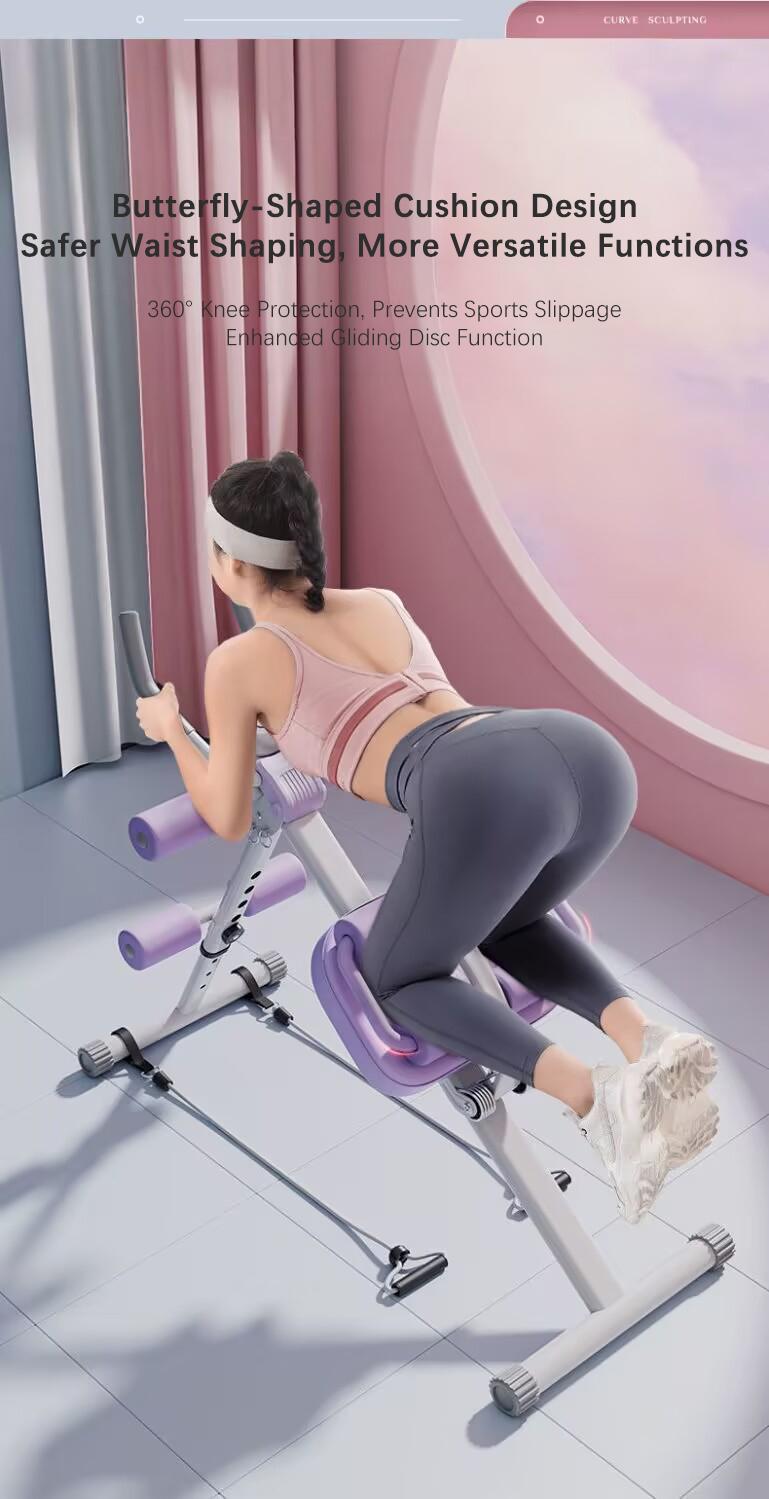 FURICA Adjustable AB Trainer with LCD Monitor Foldable Core Workout Machine for Arms Legs & Buttocks Shaping Home Fitness Equipment 8-Level Height 3-Level Incline Automatic Tracking