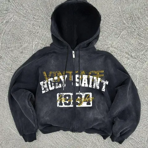 Men's Vintage Letter and Graphic Print Hoodie, Long Sleeves, Casual Zipper Pullover, Comfortable Streetwear, Sweatshirts, Perfect for Daily Wear, Graphic Hoodies