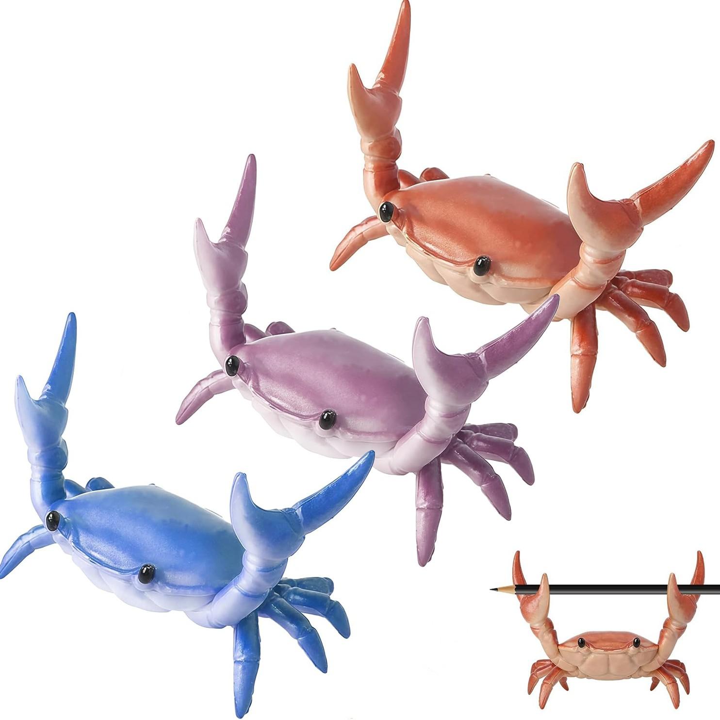 3Pcs Desk Crab Pen Holder, Creative Crab Pen Holder, Weightlifting Crabs Penholder Bracket Storage, Desk Pen Stand for Pen Storage Office Desk Display Decorations, Unique Gift Idea