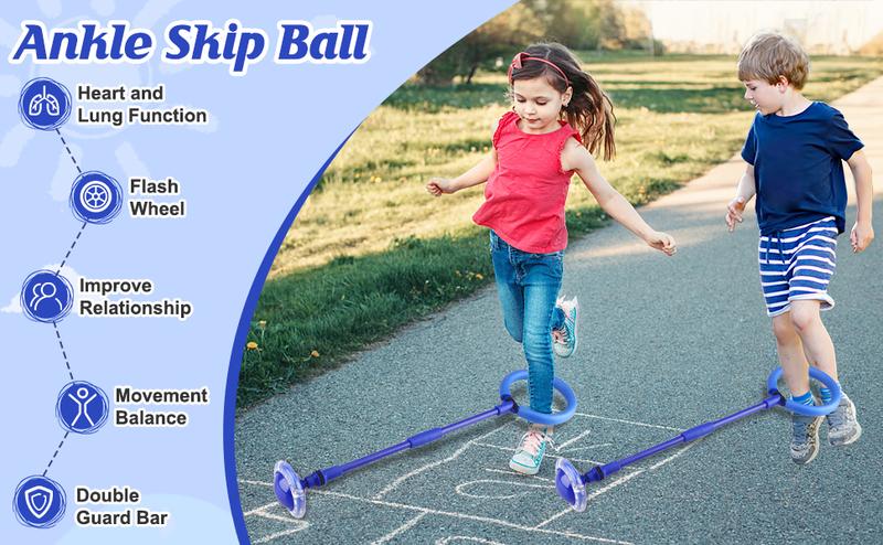 Ankle Skip Ball for Kids - New Upgrades Foldable Flash Wheel Skip It Ball, Outdoor Game Toys for Kids & Adults