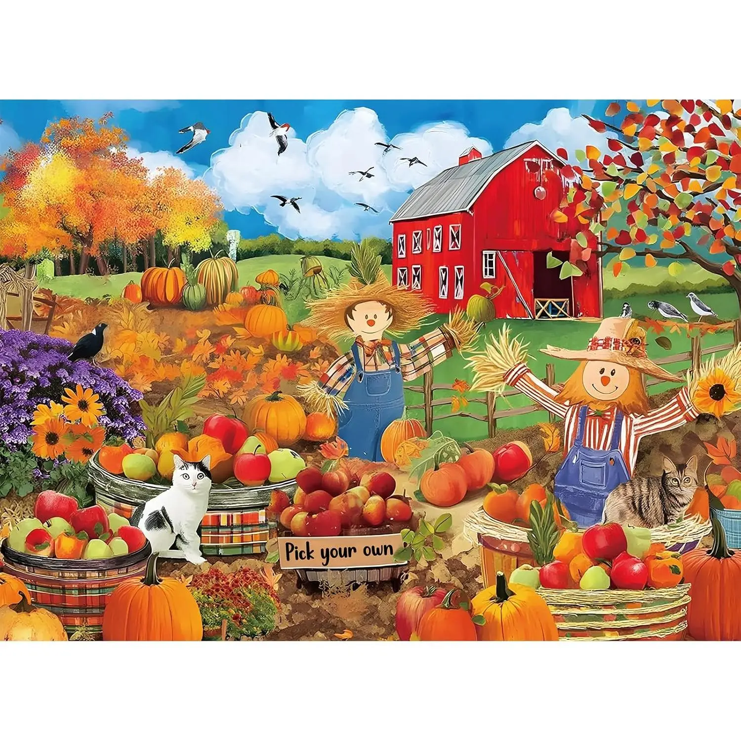 500 Pieces Puzzles for Adults,Autumn Farm Harvest Landscape Jigsaw Puzzles | Perfectly-Fitting Pieces Letter on Back No Dust,Home Decor Art Frameable,Challenging Perfect Birthday Party Gifts,20.5 x 15In