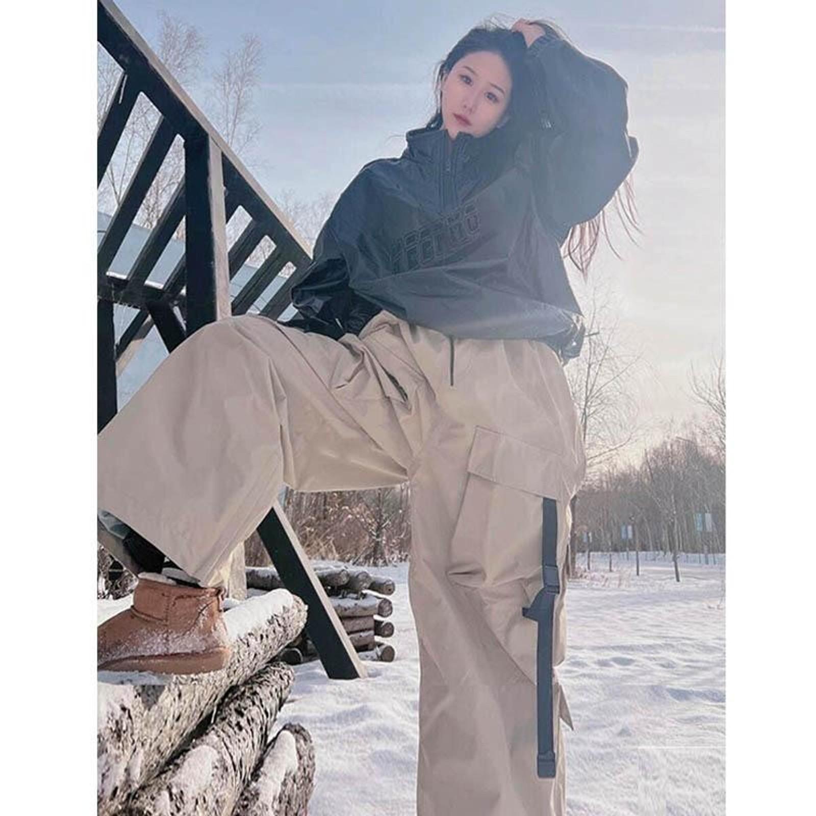 American Heavy Industry Snow Wear Pants Outdoor Couple Wear Sports Charge Hooded Ski Suit Violet