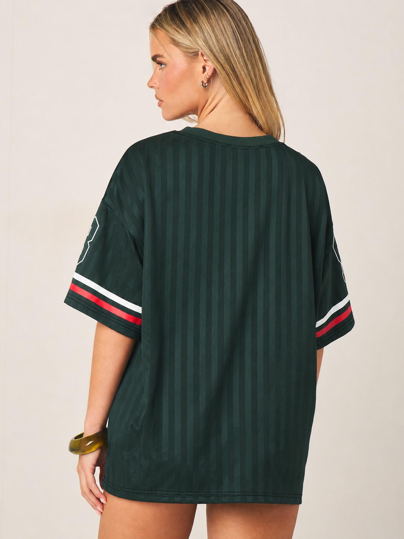 Women's Striped T-Shirt, Graphic Aesthetic Tee, Trendy Letter Print, Casual Loose-Fit, All-Season Comfort, Youthful Style, Perfect for Campus & Streetwear