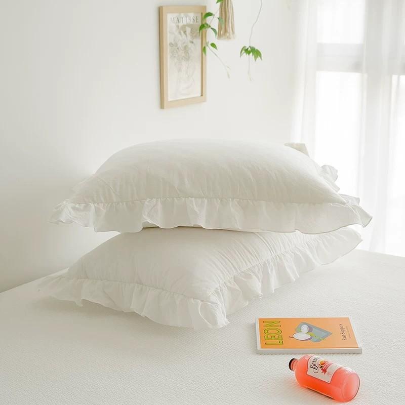 Solid Color Ruffle Pillowcase Set, Crafted with Raffle Detail, includes 2 Pillowcases Without Pillows, Soft and Comfortable Bedding Accessories