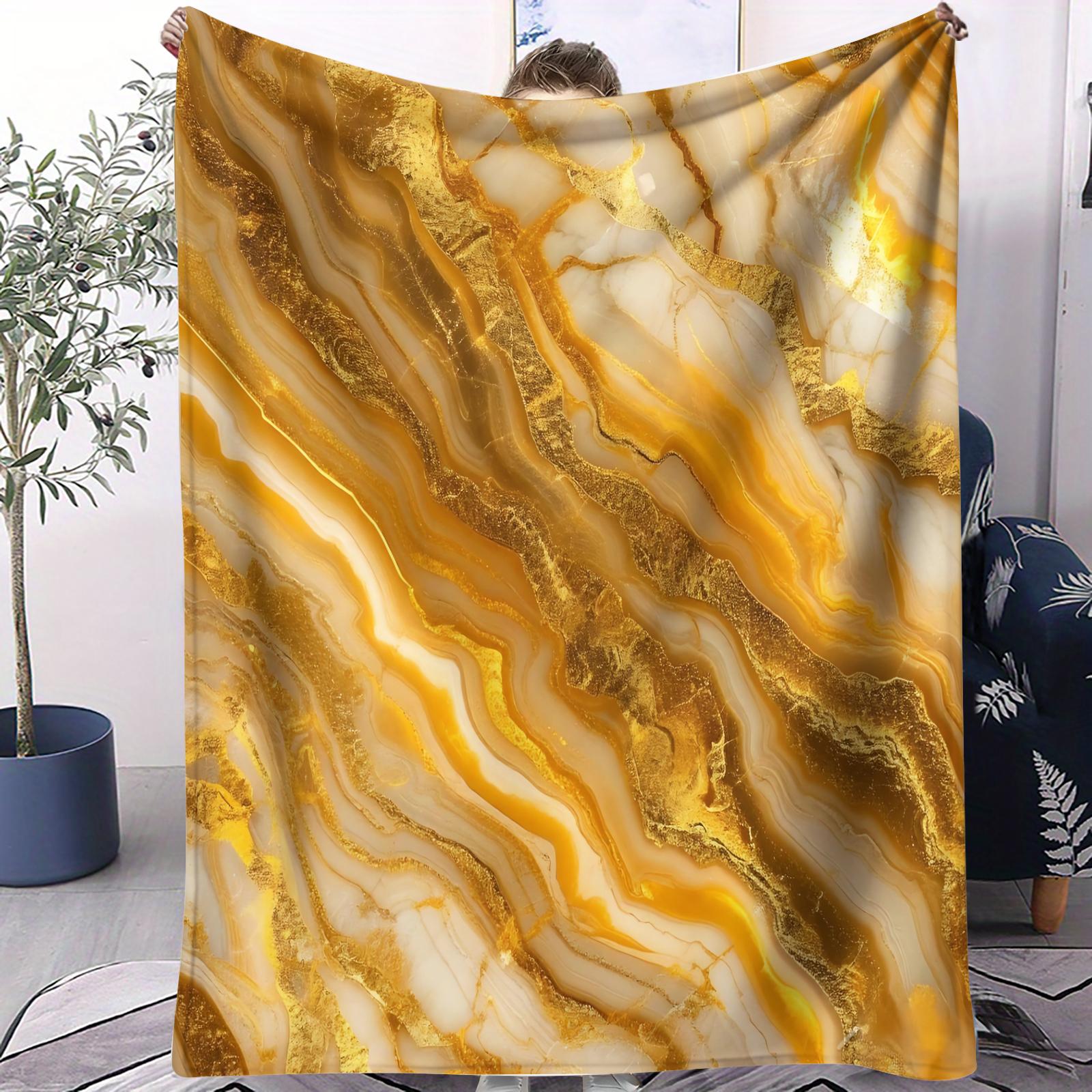 Modern Luxury Marble Print Flannel Blanket, Soft and Fluffy, Warm and Breathable, Ideal for Fluid Art Enthusiasts to Use at Home, in the Office or While Traveling, and an Excellent Gift for Family and Friends