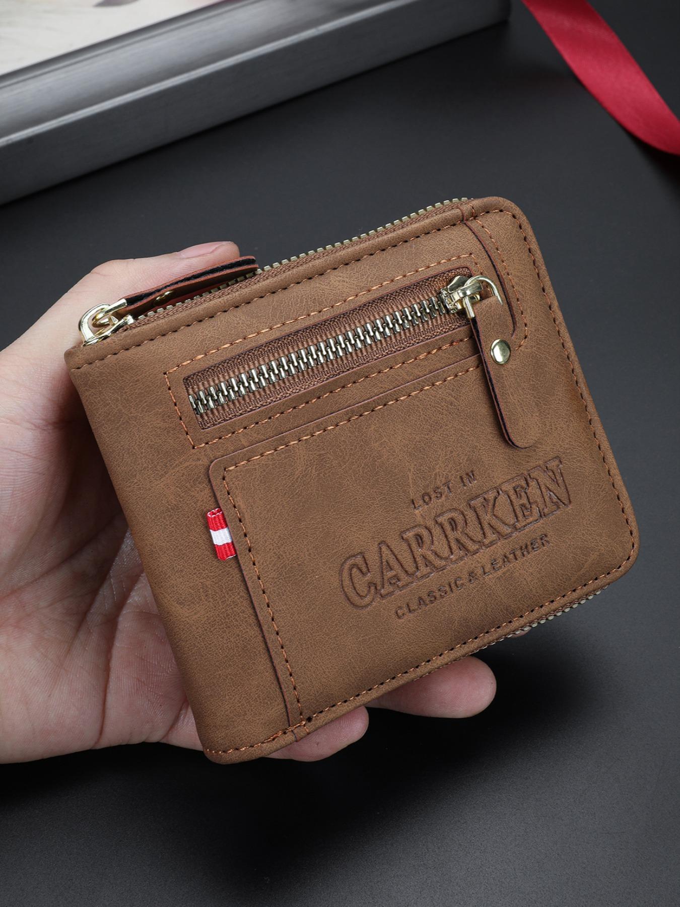 Men's Business Fashion Zipper Short Wallet, Multi Card Slot Card Holder, Multifunctional PU Leather Wallet, Casual Trendy Versatile High-quality Daily Wallet for Men, Credit Card Holder