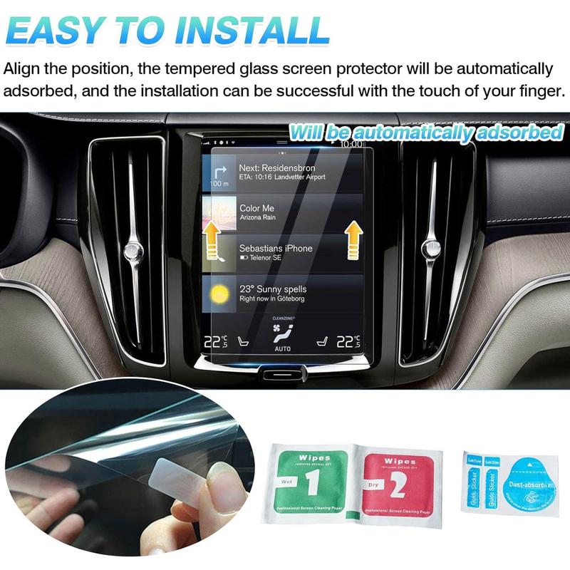 Canvcle 8.7-Inch Screen Protector for 2016-2025 Volvo V90 XC90 S90 XC60 V60 S60 XC40 9H Tempered Glass Navigation Touchscreen Film Easy Install Smooth Touch Protection