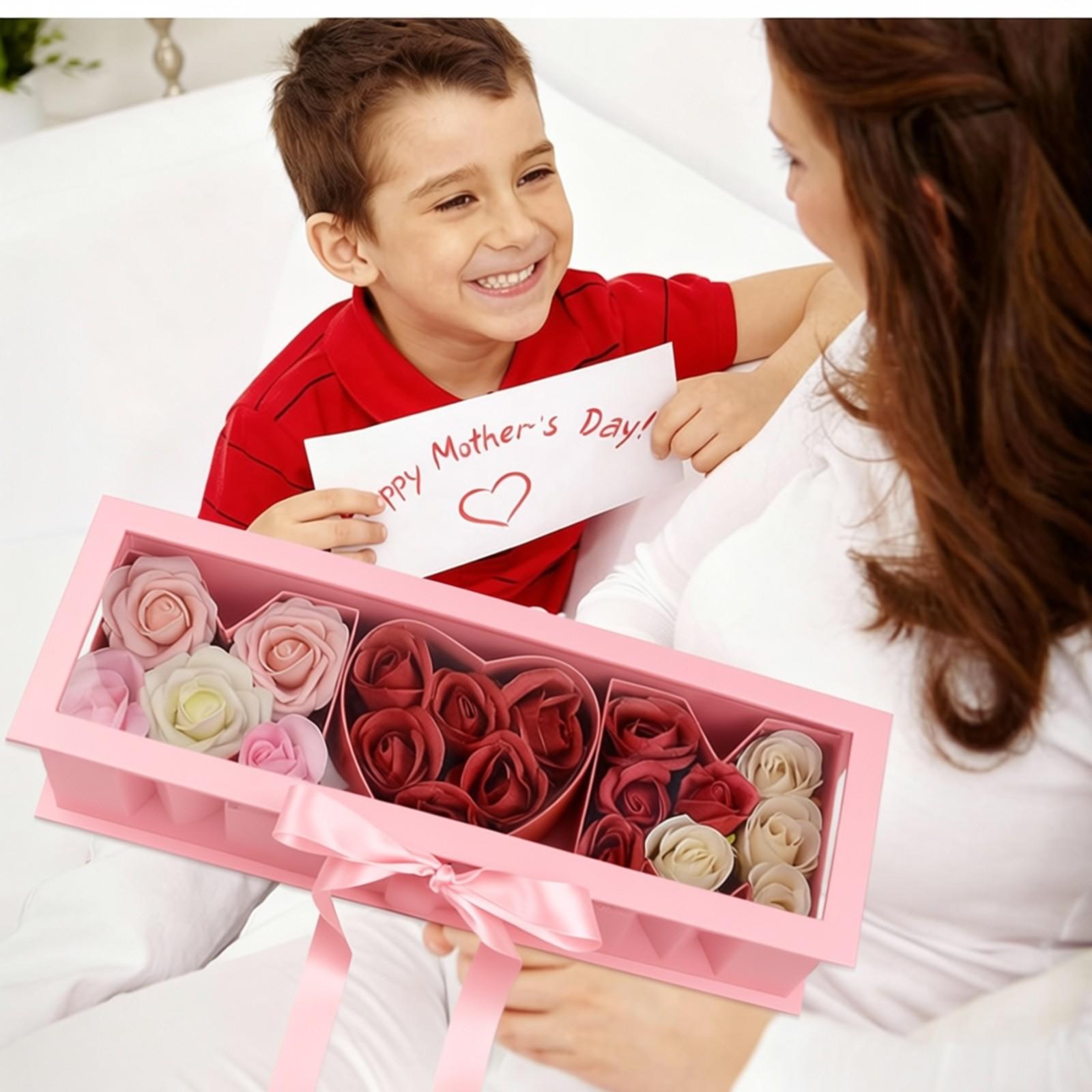 2 Pack Mother's Day Empty Flower Box Empty Gift Box Cardboard Letter Shaped Fillable Chocolate Strawberry Flower Gifts for Mother's Day